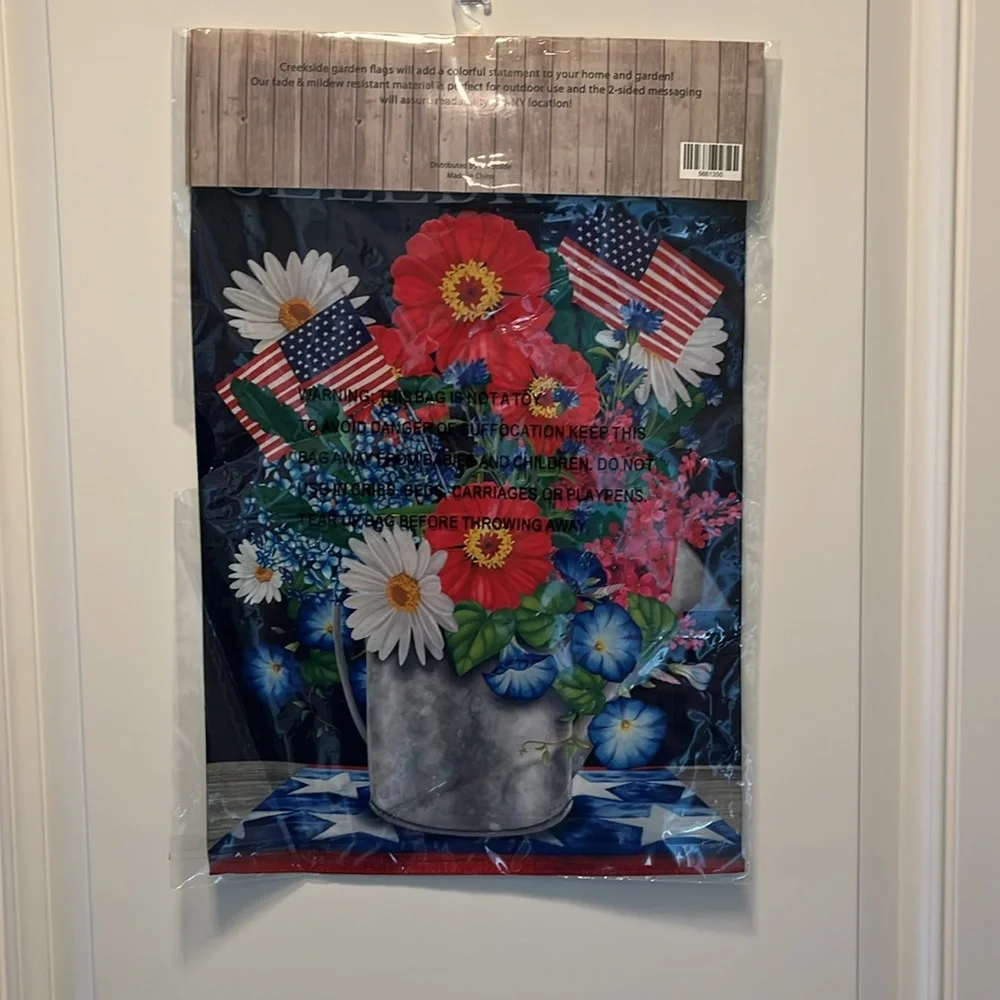 Premium Garden Flag with Patriotic Floral Design - Picture 3 of 4